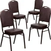 Folding & Stacking*Flash Furniture HERCULES Series Vinyl Banquet Stacking Chair, Brown/Copper Vein Frame, 4 Pack (4FDC01CPRBRNVY)