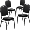 Folding & Stacking*Flash Furniture HERCULES Series Vinyl Banquet Stacking Chair, Black/Silver Vein Frame, 4 Pack (4FDC01SVBKVY)
