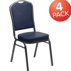 Folding & Stacking*Flash Furniture HERCULES Series Vinyl Banquet Stacking Chair, Navy/Silver Vein Frame, 4 Pack (4FDC01SVNY)