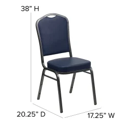 Folding & Stacking*Flash Furniture HERCULES Series Vinyl Banquet Stacking Chair, Navy/Silver Vein Frame, 4 Pack (4FDC01SVNY)