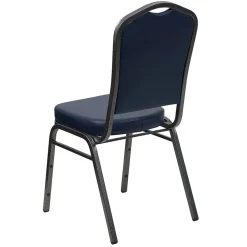 Folding & Stacking*Flash Furniture HERCULES Series Vinyl Banquet Stacking Chair, Navy/Silver Vein Frame, 4 Pack (4FDC01SVNY)