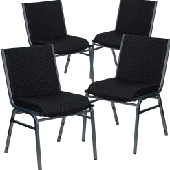 Folding & Stacking*Flash Furniture HERCULES Series Fabric Heavy Duty Stack Chair, Black Dot, 4 Pack (4XU60153BK)