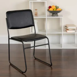 Folding & Stacking*Flash Furniture HERCULES Series Vinyl Stacking Chair with Sled Base, Black (XU8700BLKBVYL30)
