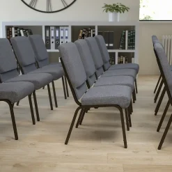 Folding & Stacking*Flash Furniture HERCULES Series Fabric Stacking Church Chair, Gray/Gold Vein Frame (XUCH60096BEIJGY)