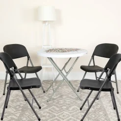 Folding & Stacking*Flash Furniture HERCULES™ Plastic Armless Folding Chair With Charcoal Frame, Black, 4/Pack