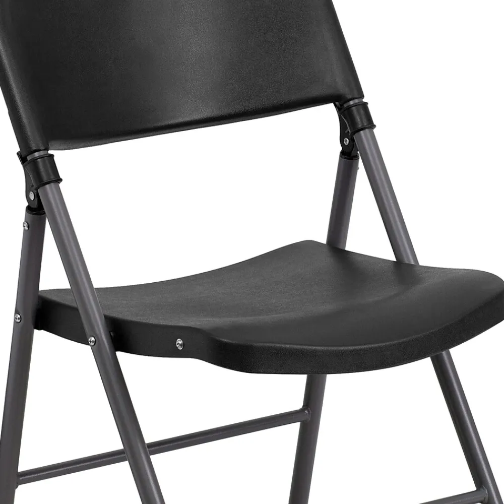 Folding & Stacking*Flash Furniture HERCULES™ Plastic Armless Folding Chair With Charcoal Frame, Black, 4/Pack
