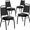 Folding & Stacking*Flash Furniture HERCULES™ 19 1/4"H Vinyl Black Frame Trapezoidal Back Banquet Chair, Black, 4/Pack (4FDBHF1BKBK)