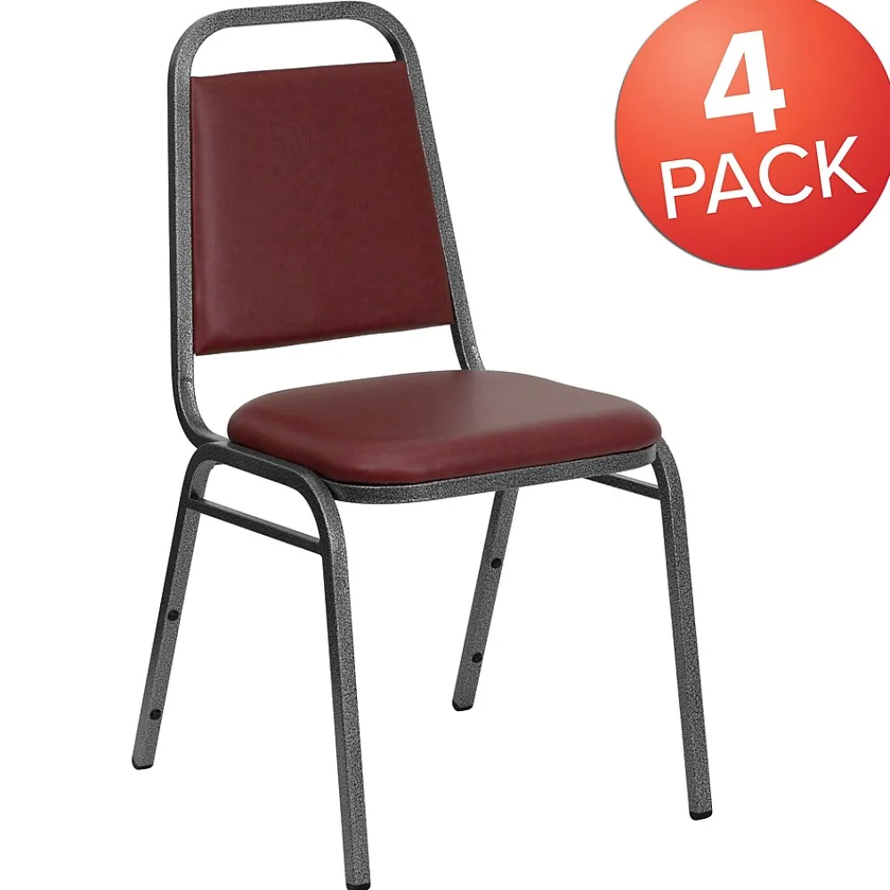 Folding & Stacking*Flash Furniture HERCULES™ 18"H Vinyl Trapezoidal Back Banquet Chair, Burgundy, 4/Pack (4FDBHF2VYVYL)