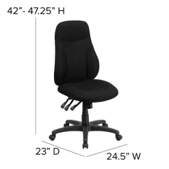 Office Chairs*Flash Furniture Hughes Armless Ergonomic Fabric Swivel High Back Task Office Chair, Black (BT90297H)