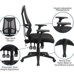 Office Chairs*Flash Furniture Ivan Ergonomic Mesh Swivel High Back Multifunction Task Office Chair, Black (HL0017)