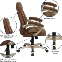 Office Chairs*Flash Furniture Jessie Ergonomic Microfiber Swivel High Back Executive Office Chair, Brown (GO725BN)