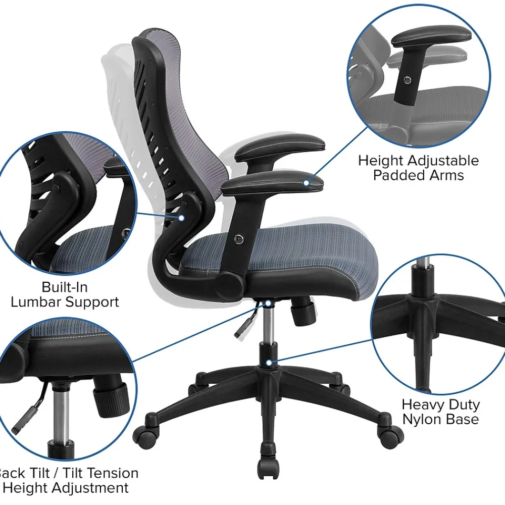 Office Chairs*Flash Furniture Kale Ergonomic Mesh Swivel High Back Executive Office Chair, Gray (BLZP806GY)