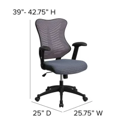 Office Chairs*Flash Furniture Kale Ergonomic Mesh Swivel High Back Executive Office Chair, Gray (BLZP806GY)