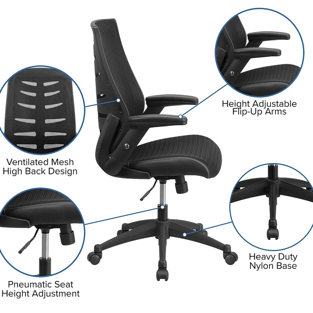 Office Chairs*Flash Furniture Kale Ergonomic Mesh Swivel High Back Executive Office Chair, Black (BLZP809BK)