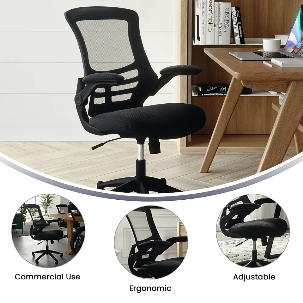 Office Chairs*Flash Furniture Kelista Ergonomic Mesh Swivel Mid-Back Task Office Chair, Black (BLX5MBK)
