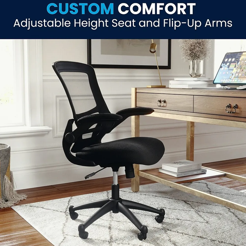 Office Chairs*Flash Furniture Kelista Ergonomic Mesh Swivel Mid-Back Task Office Chair, Black (BLX5MBK)