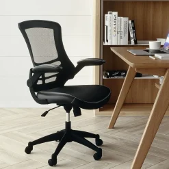 Office Chairs*Flash Furniture Kelista Ergonomic LeatherSoft/Mesh Swivel Mid-Back Task Office Chair, Black (BLX5MLEA)