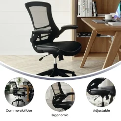 Office Chairs*Flash Furniture Kelista Ergonomic LeatherSoft/Mesh Swivel Mid-Back Task Office Chair, Black (BLX5MLEA)