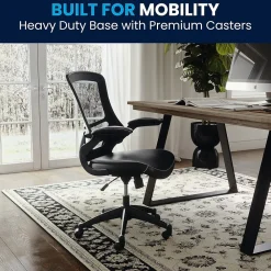 Office Chairs*Flash Furniture Kelista Ergonomic LeatherSoft/Mesh Swivel Mid-Back Task Office Chair, Black (BLX5MLEA)