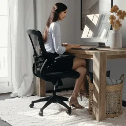 Office Chairs*Flash Furniture Kelista Ergonomic LeatherSoft/Mesh Swivel Mid-Back Task Office Chair, Black (BLX5MLEA)