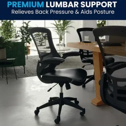 Office Chairs*Flash Furniture Kelista Ergonomic LeatherSoft/Mesh Swivel Mid-Back Task Office Chair, Black (BLX5MLEA)