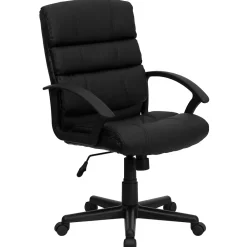 Office Chairs*Flash Furniture Lane LeatherSoft Swivel Mid-Back Task Office Chair, Black (GO1004BKLEA)