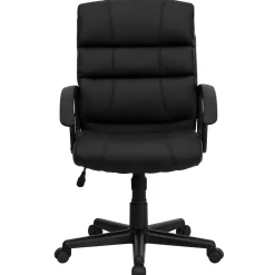 Office Chairs*Flash Furniture Lane LeatherSoft Swivel Mid-Back Task Office Chair, Black (GO1004BKLEA)