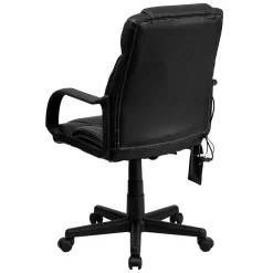 Office Chairs*Flash Furniture Laverne Ergonomic LeatherSoft Swivel Mid-Back Massaging Executive Office Chair, Black (BT2690P)