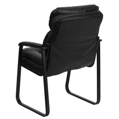 Office Chairs*Flash Furniture Leather Mid Back Executive Side Chair With Sled Base, Black