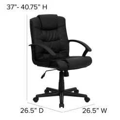 Office Chairs*Flash Furniture Lindon LeatherSoft Swivel Mid-Back Task Office Chair, Black (GO937MBKLEA)