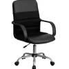 Office Chairs*Flash Furniture Manor Ergonomic LeatherSoft/Mesh Swivel Mid-Back Task Office Chair, Black (LFW61B2)