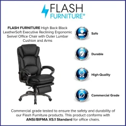 Office Chairs*Flash Furniture Martin Ergonomic LeatherSoft Swivel High Back Executive Reclining Office Chair, Black (BT90279H)
