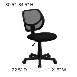 Office Chairs*Flash Furniture Neri Armless Ergonomic Mesh Swivel Low Back Task Office Chair, Black (WA3074BK)
