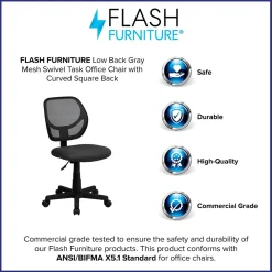 Office Chairs*Flash Furniture Neri Armless Ergonomic Mesh Swivel Low Back Task Office Chair, Gray (WA3074GY)