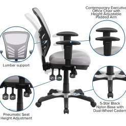 Ergonomic Chairs*Flash Furniture Nicholas Ergonomic Mesh Swivel Mid-Back Multifunction Executive Office Chair, (HL0001GY) Gray
