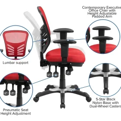 Office Chairs*Flash Furniture Nicholas Ergonomic Mesh Swivel Mid-Back Multifunction Executive Office Chair, (HL0001) Red