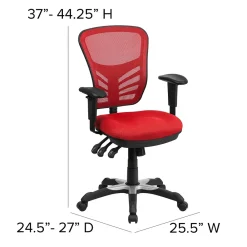 Office Chairs*Flash Furniture Nicholas Ergonomic Mesh Swivel Mid-Back Multifunction Executive Office Chair, (HL0001) Red