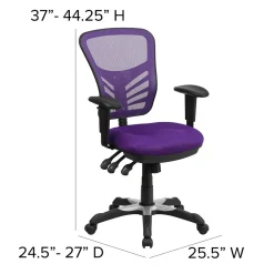 Ergonomic Chairs*Flash Furniture Nicholas Ergonomic Mesh Swivel Mid-Back Multifunction Executive Office Chair, (HL0001PUR) Purple