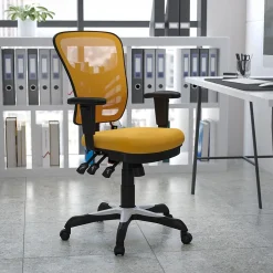 Ergonomic Chairs*Flash Furniture Nicholas Ergonomic Mesh Swivel Mid-Back Multifunction Executive Office Chair, (HL0001YEL) Yellow-Orange