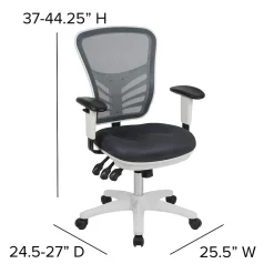 Ergonomic Chairs*Flash Furniture Nicholas Ergonomic Mesh Swivel Multifunction Executive Office Chair, (HL0001WHDKGY) Dark Gray/White Frame