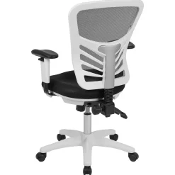 Ergonomic Chairs*Flash Furniture Nicholas Ergonomic Mesh Swivel Mid-Back Multifunction Executive Office Chair, (HL0001WHBK) Black/White Frame