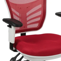 Ergonomic Chairs*Flash Furniture Nicholas Ergonomic Mesh Swivel Mid-Back Multifunction Executive Office Chair, (HL0001WHRED) Red/White Frame