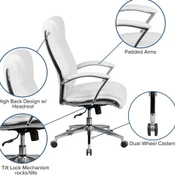 Office Chairs*Flash Furniture Rebecca LeatherSoft Swivel High Back Executive Office Chair, White (GO2192WH)