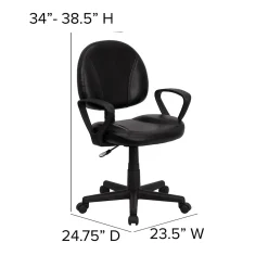 Office Chairs*Flash Furniture Ronald Ergonomic LeatherSoft Swivel Mid-Back Task Office Chair, Black (BT688BKA)