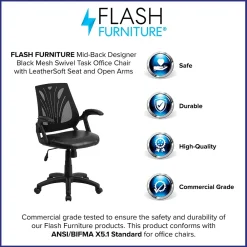 Office Chairs*Flash Furniture Sam Ergonomic LeatherSoft/Mesh Swivel Mid-Back Task Office Chair, Black (GOWY82LEA)