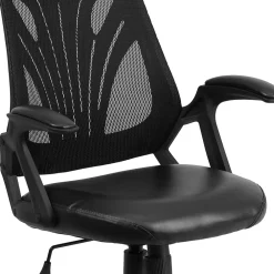 Office Chairs*Flash Furniture Sam Ergonomic LeatherSoft/Mesh Swivel Mid-Back Task Office Chair, Black (GOWY82LEA)
