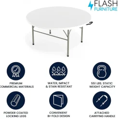 Folding Tables*Flash Furniture Scarborough Folding Table, 60.5" x 60.5", White (DAD154Z)