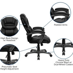 Office Chairs*Flash Furniture Stella Ergonomic LeatherSoft Swivel High Back Executive Office Chair, Black (GO901BK)