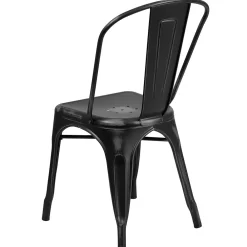 Folding & Stacking*Flash Furniture Tenley Metal Stacking Chair, Distressed Black (ET3534BK)