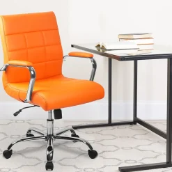 Office Chairs*Flash Furniture Vivian Vinyl Swivel Mid-Back Executive Office Chair, Orange (GO2240ORG)